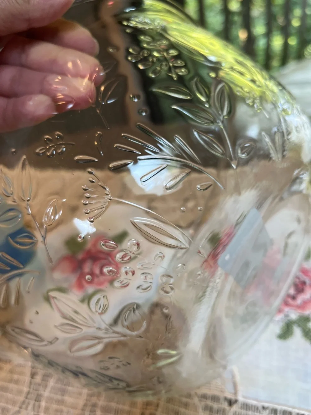 Princess House Clear Glass Bowl with Blue Lid